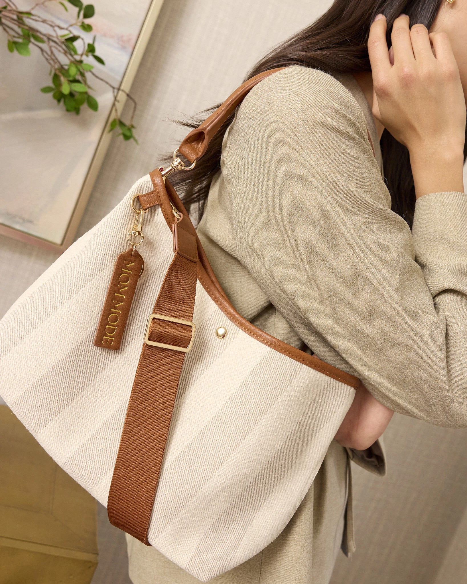 Natural/Cognac $|& mode. Convertible Shoulder Bag - SOF Side