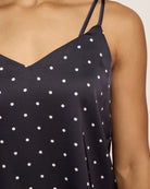 Navy White $|& Skies Are Blue Double Strap Polka Dot Cami - SOF Full Front
