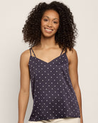 Navy White $|& Skies Are Blue Double Strap Polka Dot Cami - SOF Front
