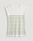 Ivory Sage $|& Skies Are Blue Ruffle Sleeve Ribbed Striped Top - Hanger Detail