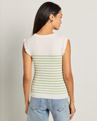 Ivory Sage $|& Skies Are Blue Ruffle Sleeve Ribbed Striped Top - SOF Back
