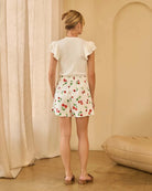 White $|& Skies Are Blue Ruffle Sleeve Textured Top - Hanger Side