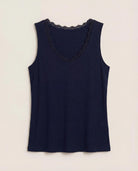 Navy $|& SEAS Whitecap Lace Trim Tank - Hanger Detail