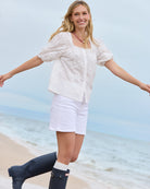 White $|& West Kei Embroidered Button Down Blouse - SOF Side