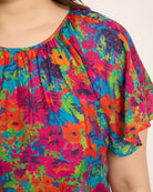 Floral Multi $|& The Korner Floral Short Sleeve Keyhole Back Top - SOF Full Front