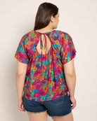 Floral Multi $|& The Korner Floral Short Sleeve Keyhole Back Top - SOF Back