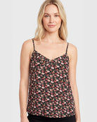 Navy $|& Staccato Floral Jersey Tank - VOF Detail
