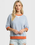 Blue/Orange $|& Staccato Stripe Contrast Sweatshirt - VOF Detail