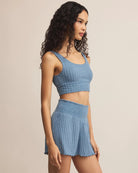 Oceanic Blue $|& Z Supply Zoe Ribbed Tank Bra - Hanger Front