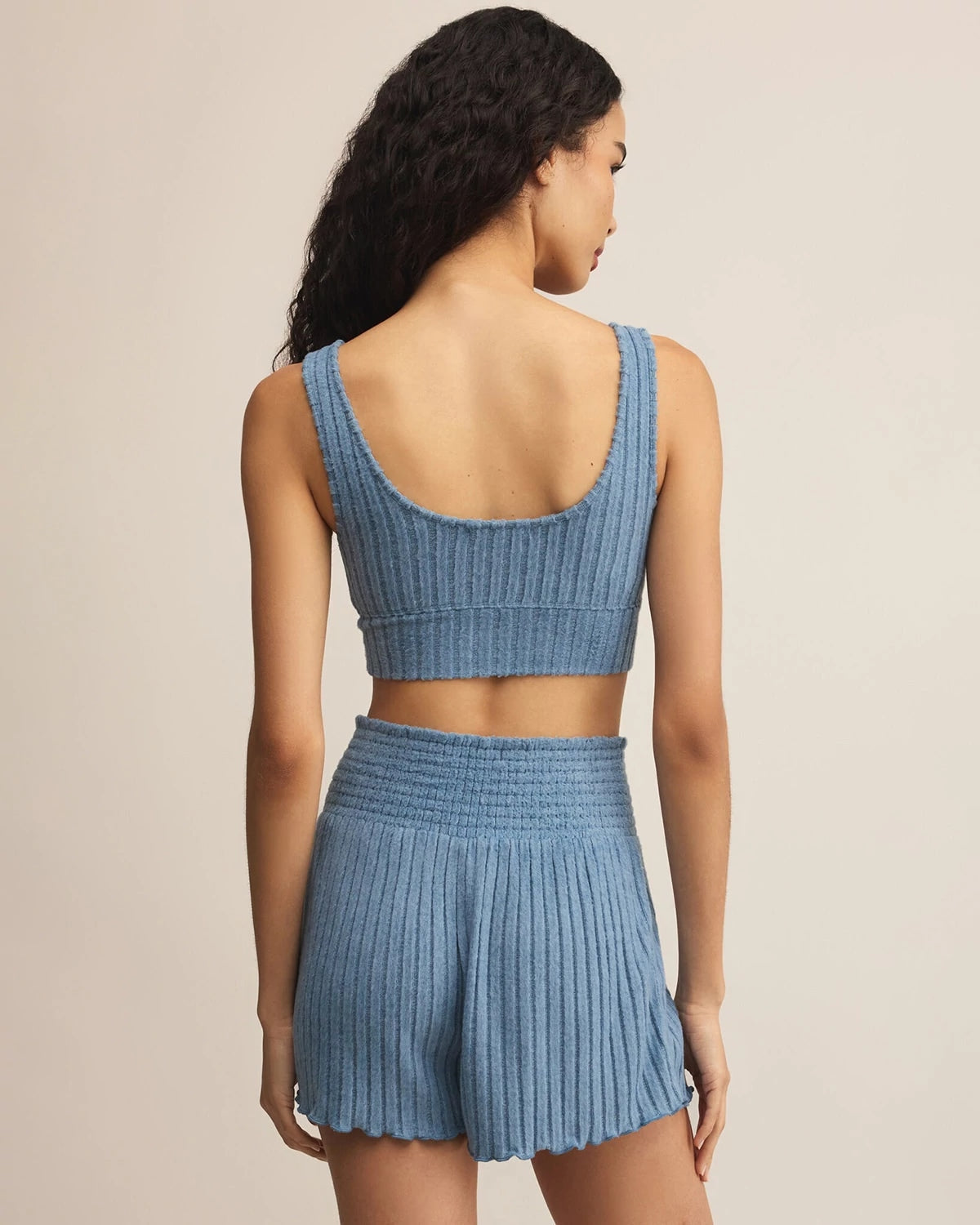 Oceanic Blue $|& Z Supply Zoe Ribbed Tank Bra - Hanger Side