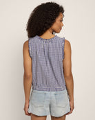 Navy/White $|& Skies Are Blue Gingham Button Top - SOF Back