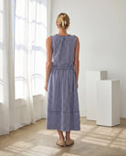 Navy/White $|& Skies Are Blue Gingham Button Top - Hanger Side