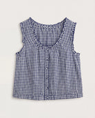 Navy/White $|& Skies Are Blue Gingham Button Top - Hanger Detail