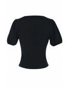 Black $|& Skies Are Blue Knit Top with Contrast Sleeve - Hanger Side