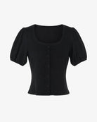 Black $|& Skies Are Blue Knit Top with Contrast Sleeve - VOF Detail