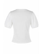 White $|& Skies Are Blue Knit Top with Contrast Sleeve - Hanger Side