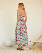 Blue/Red $|& Skies Are Blue Floral Smocked Maxi Dress - Hanger Side
