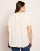 Ivory $|& Loveappella Ruffle Tie Short Sleeve Top - SOF Back