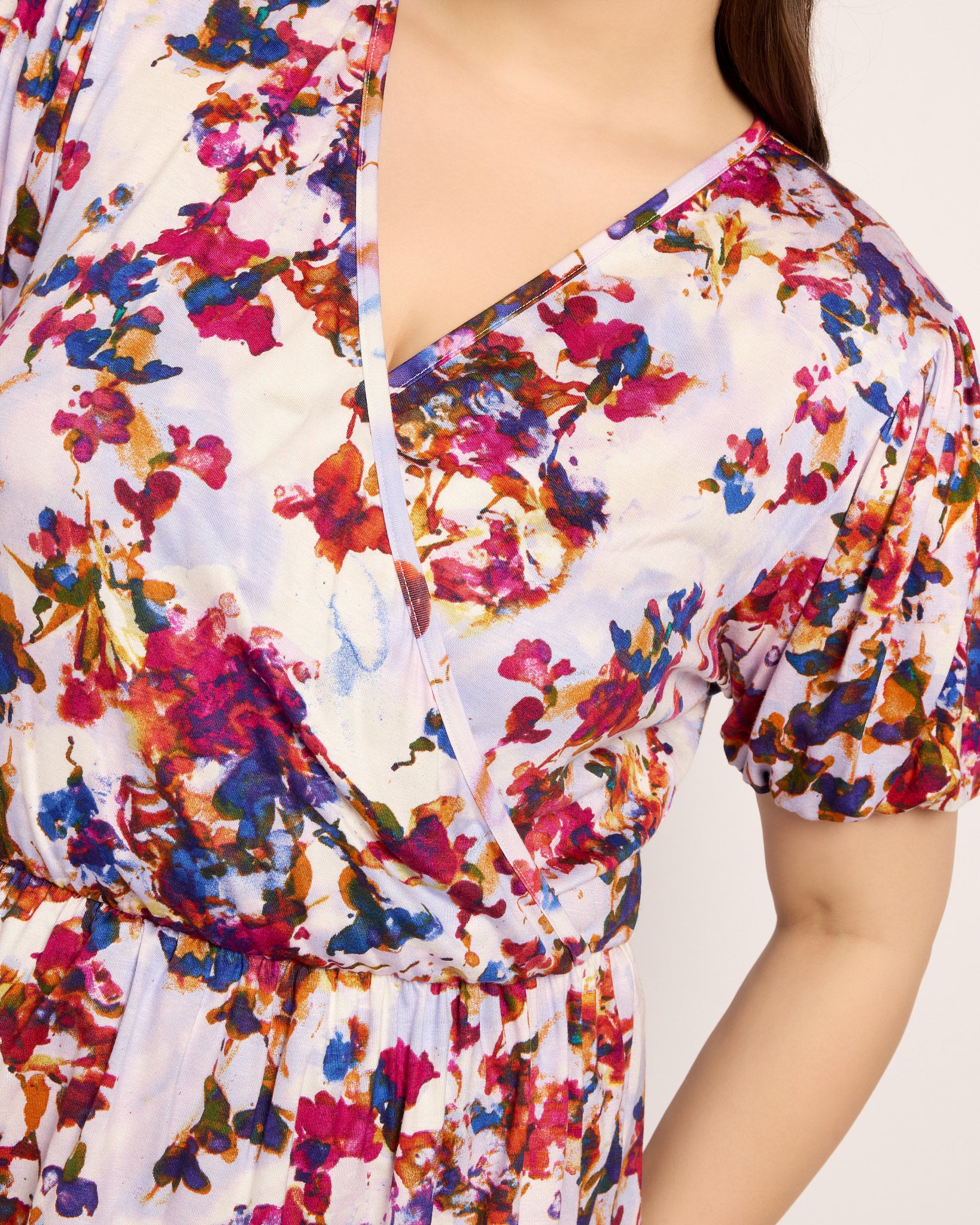 Fuchsia/Violet $|& Loveappella Wrap Tie Top - SOF Full Front