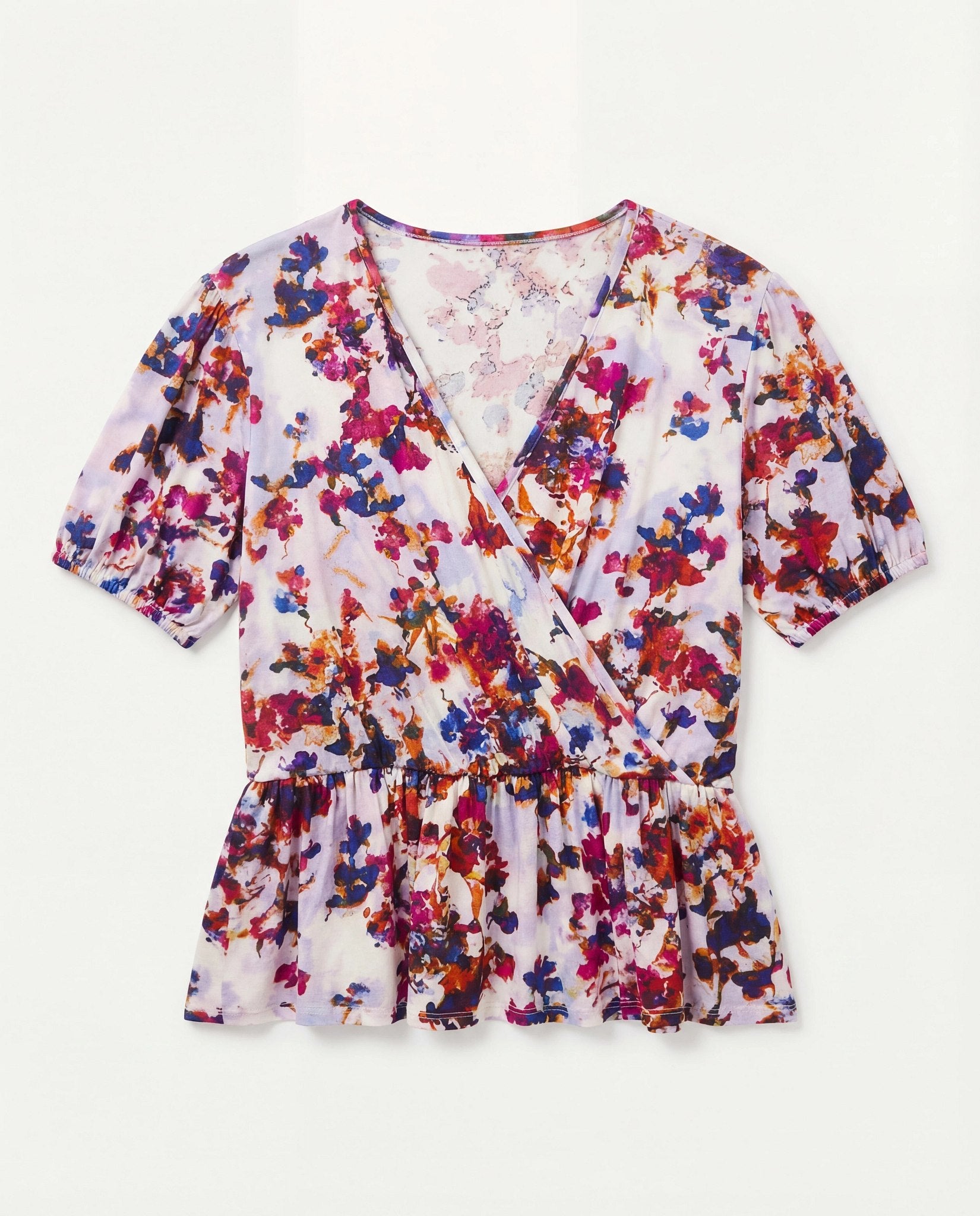 Fuchsia/Violet $|& Loveappella Wrap Tie Top - Hanger Detail