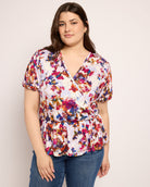 Fuchsia/Violet $|& Loveappella Wrap Tie Top - SOF Front