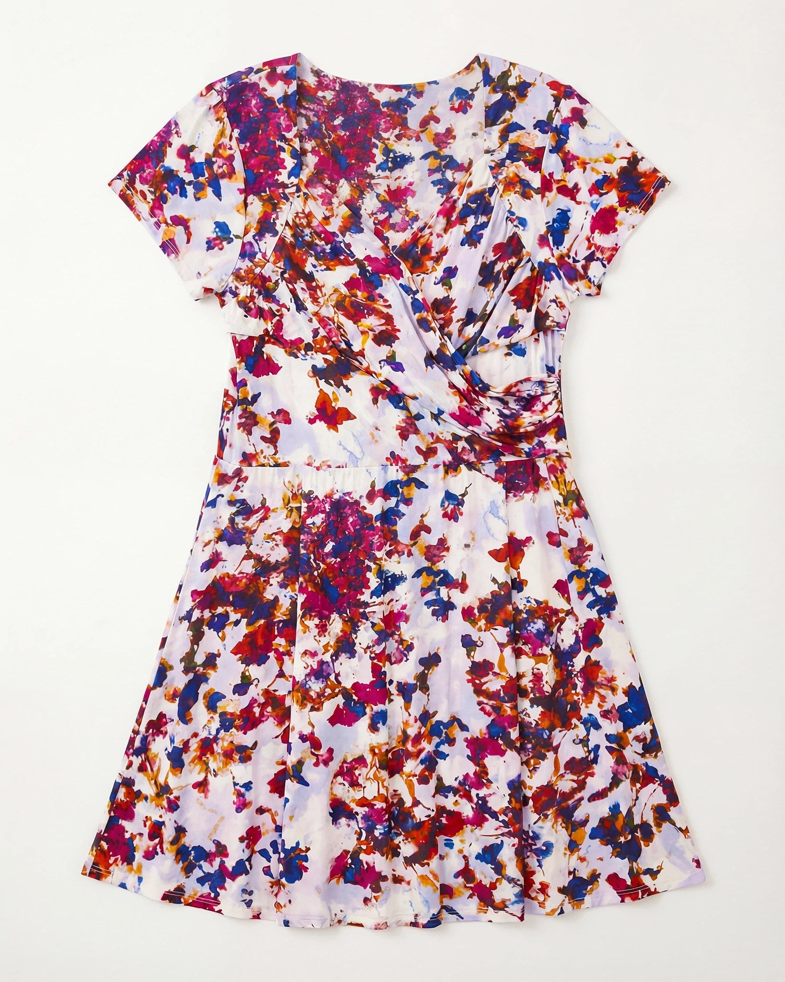 Fuchsia/Violet $|& Loveappella Floral Wrap Front Midi Dress - Hanger Detail
