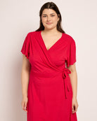 Red $|& Loveappella Wrap Dress - SOF Front