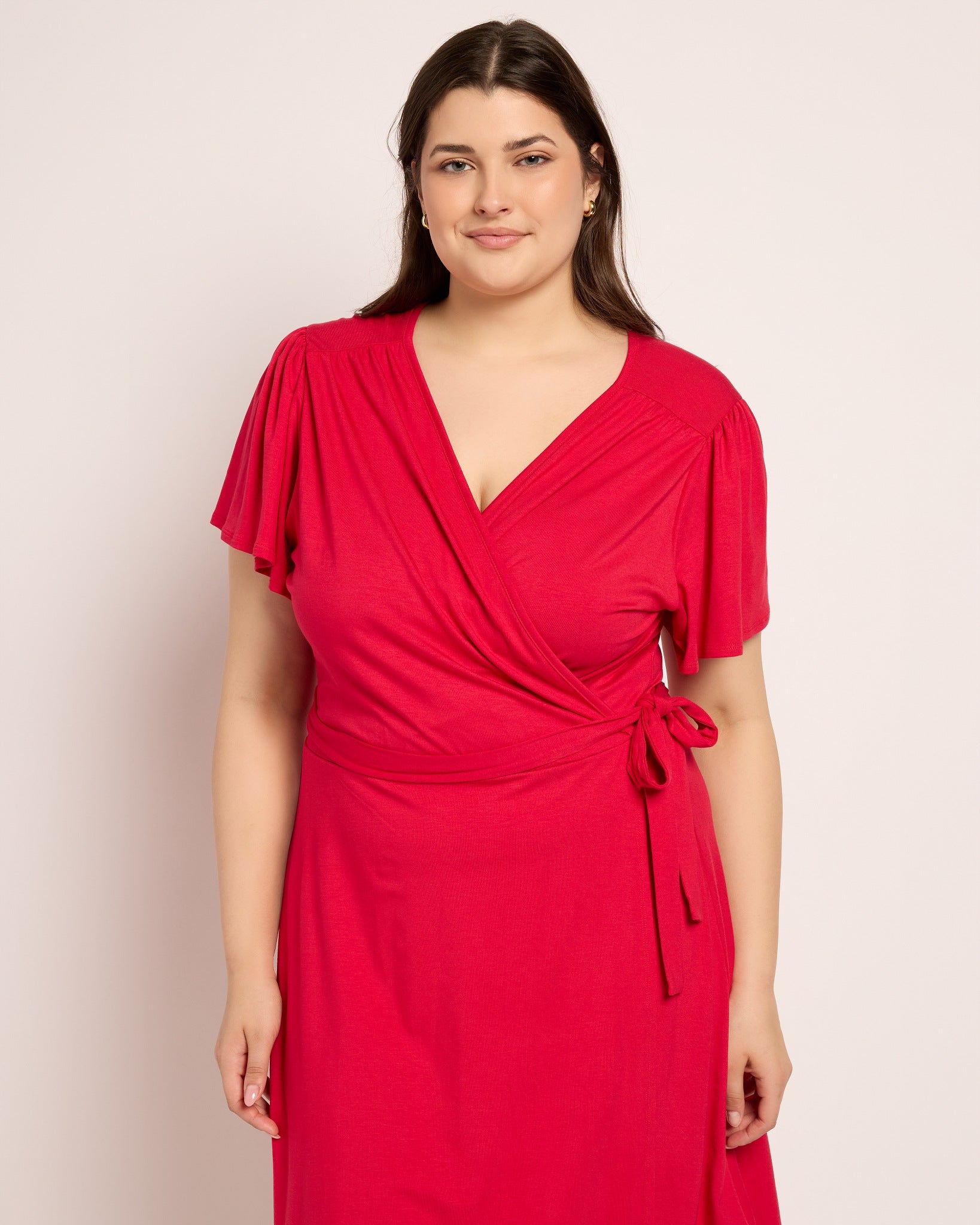 Red $|& Loveappella Wrap Dress - SOF Front
