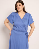 Denim $|& Loveappella Wrap Dress - SOF Front