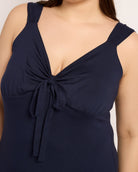 Navy $|& Loveappella Tie Front Midi Dress - SOF Full Front