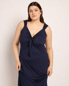Navy $|& Loveappella Tie Front Midi Dress - SOF Front