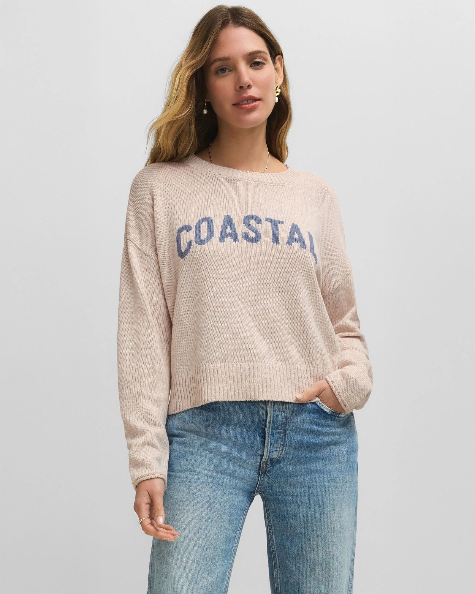 Light Oatmeal Heather $|& Z Supply Sienna Coastal Sweater - VOF Detail