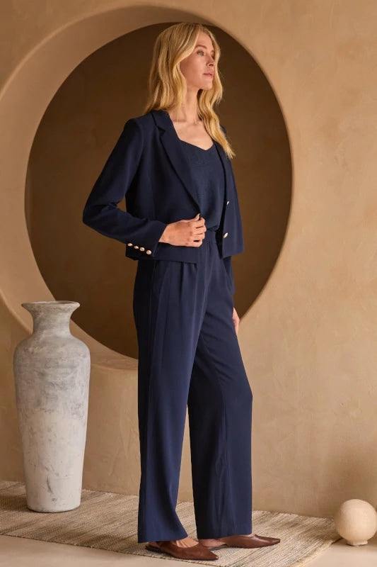 Navy $|& Skies Are Blue Cropped Blazer - Hanger Front