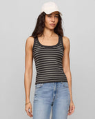 Ash Black $|& Z Supply Rowe Striped Scoop Tank - VOF Detail