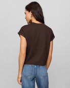 Dark Chocolate $|& Z Supply Marika Lace Trim Muscle Tee - Hanger Side