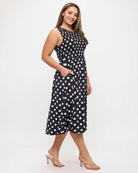 Black Polka Dot $|& West Kei Polka Dot Smocked Knit Dress - Hanger Front