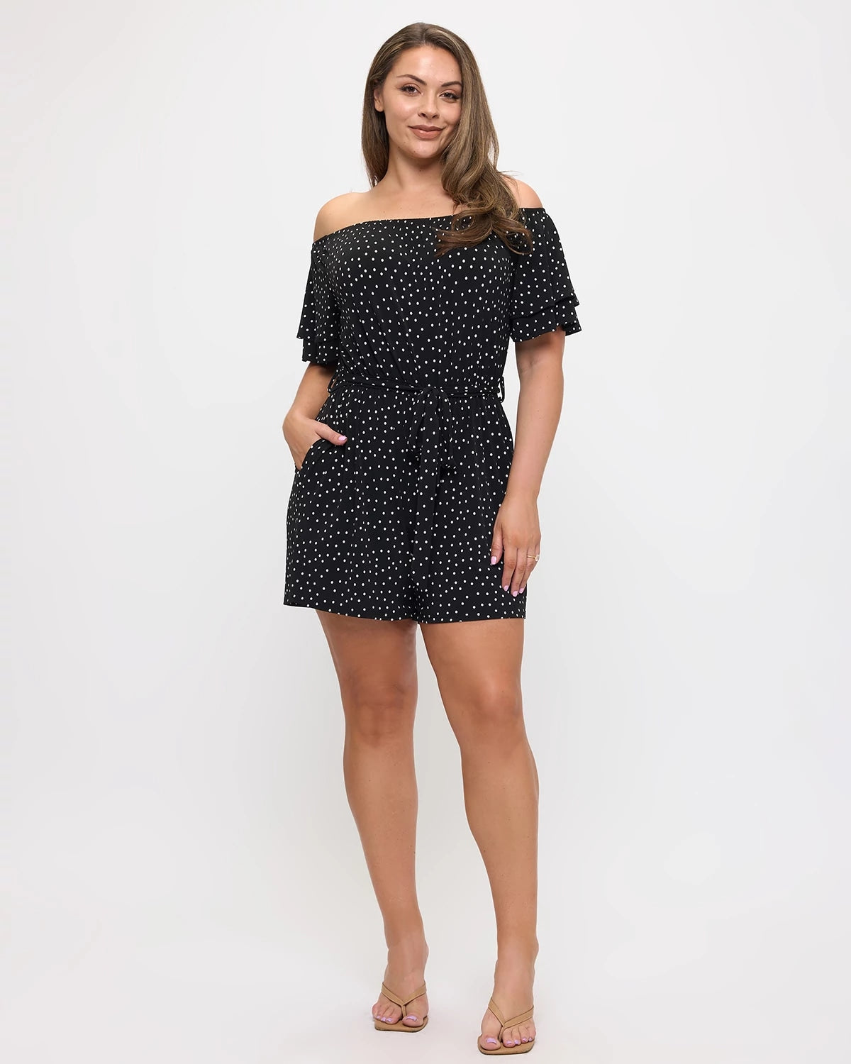 Black Dot $|& West Kei Printed Knit Romper - VOF Detail