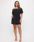 Black Dot $|& West Kei Printed Knit Romper - VOF Detail