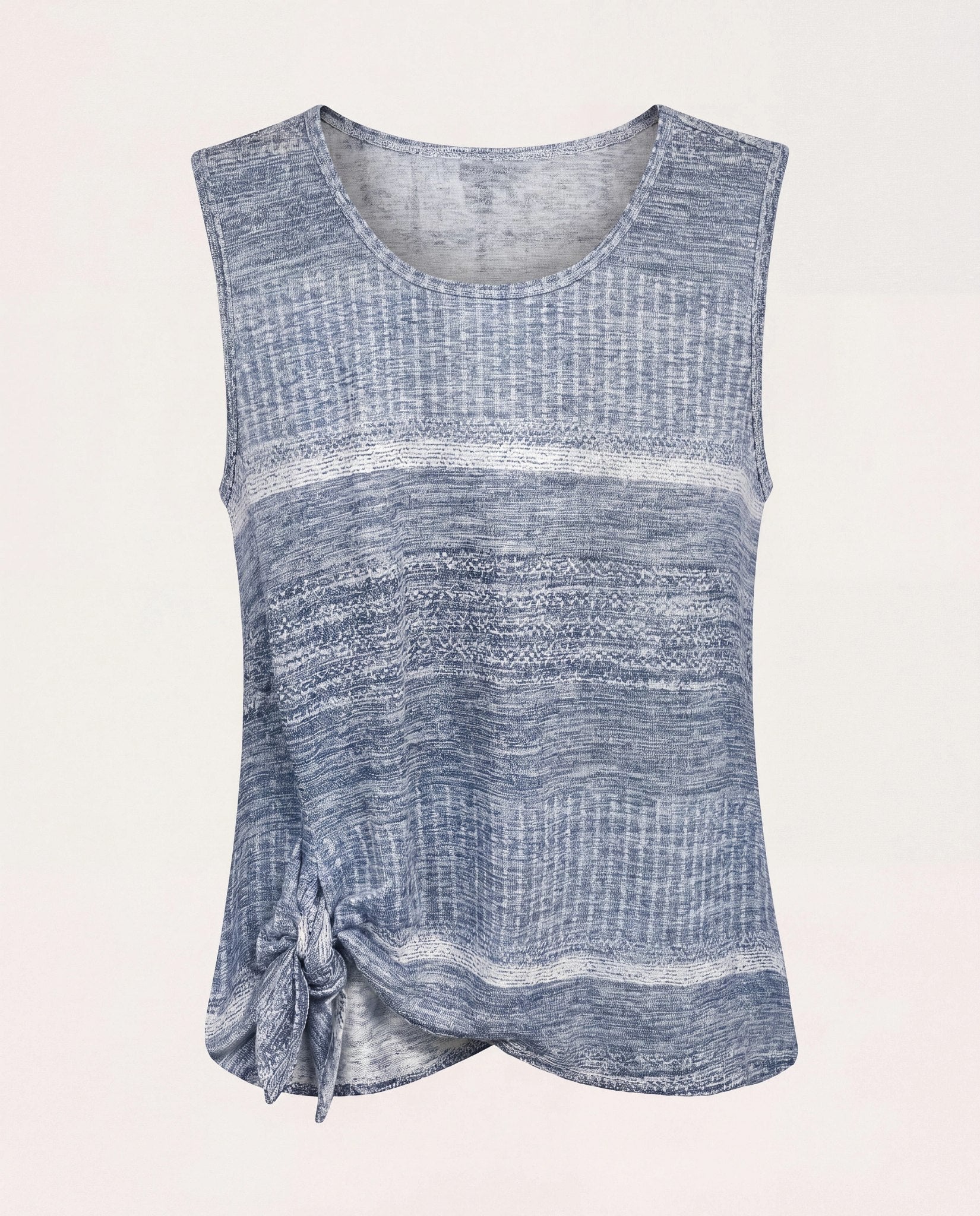 Blue Combo $|& Bobeau Sleeveless Tie Front Crew Neck Top - Hanger Detail