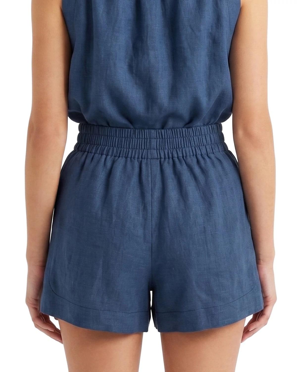 Navy $|& Salty Weekend Drawstring Short with Button Detail - Hanger Side