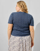 Dusty Blue $|& Polagram Crochet Sweater Tee - Hanger Side