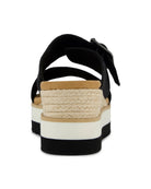 Black Heavy Canvas $|& TOMS Diana Mule Buckle Wedge Sandal - Hanger Side