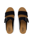 Black Heavy Canvas $|& TOMS Diana Mule Buckle Wedge Sandal - Hanger Front