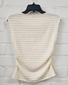 Ivory/Mellow Yellow $|& W. by Wantable Sleeveless Stripe Top with Side Ruching - Hanger Side
