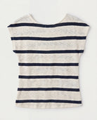 Cream/Navy $|& W. by Wantable Textured Stripe Twist Front Top - Hanger Side