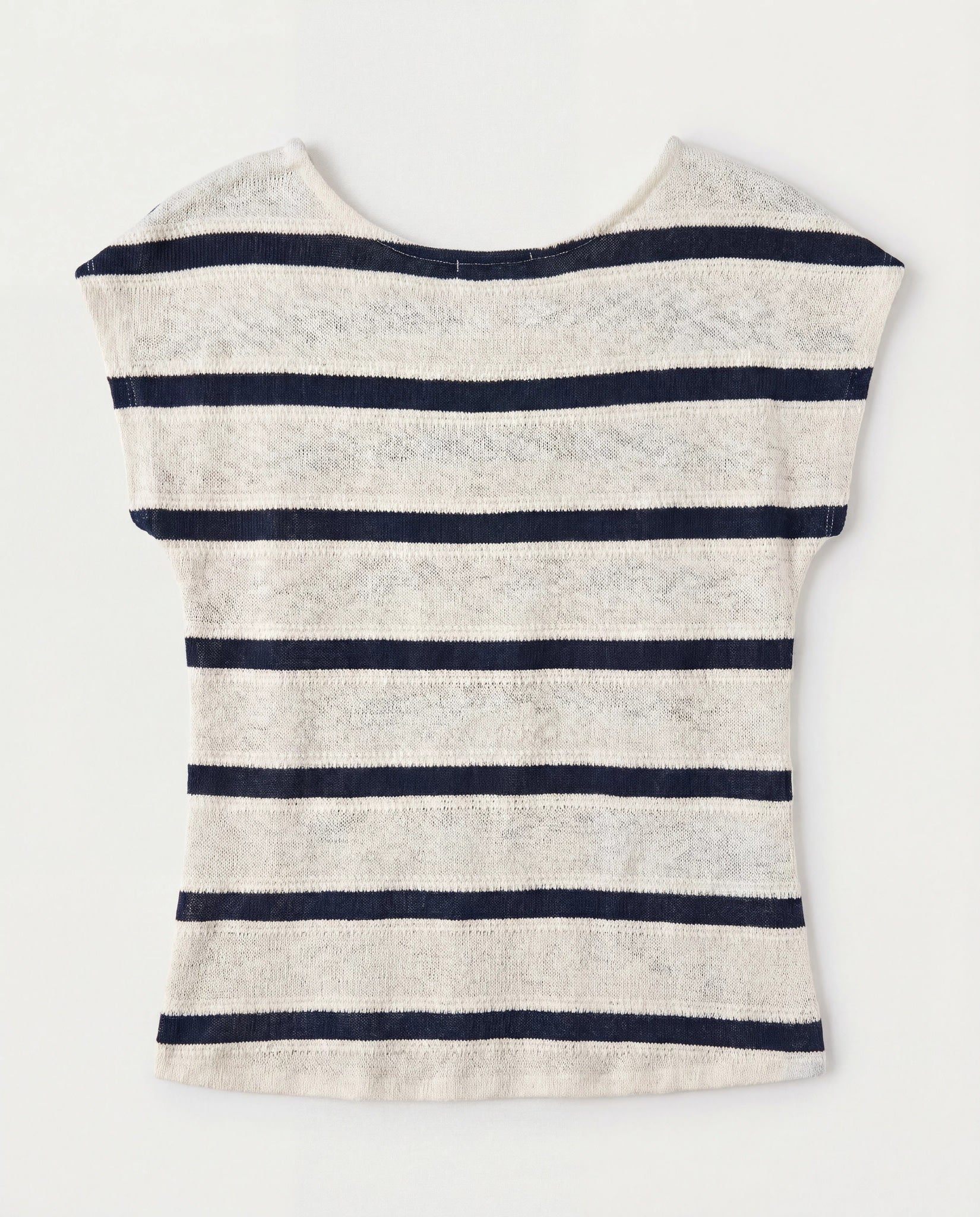 Cream/Navy $|& W. by Wantable Textured Stripe Twist Front Top - Hanger Side