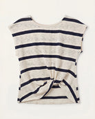 Cream/Navy $|& W. by Wantable Textured Stripe Twist Front Top - VOF Detail