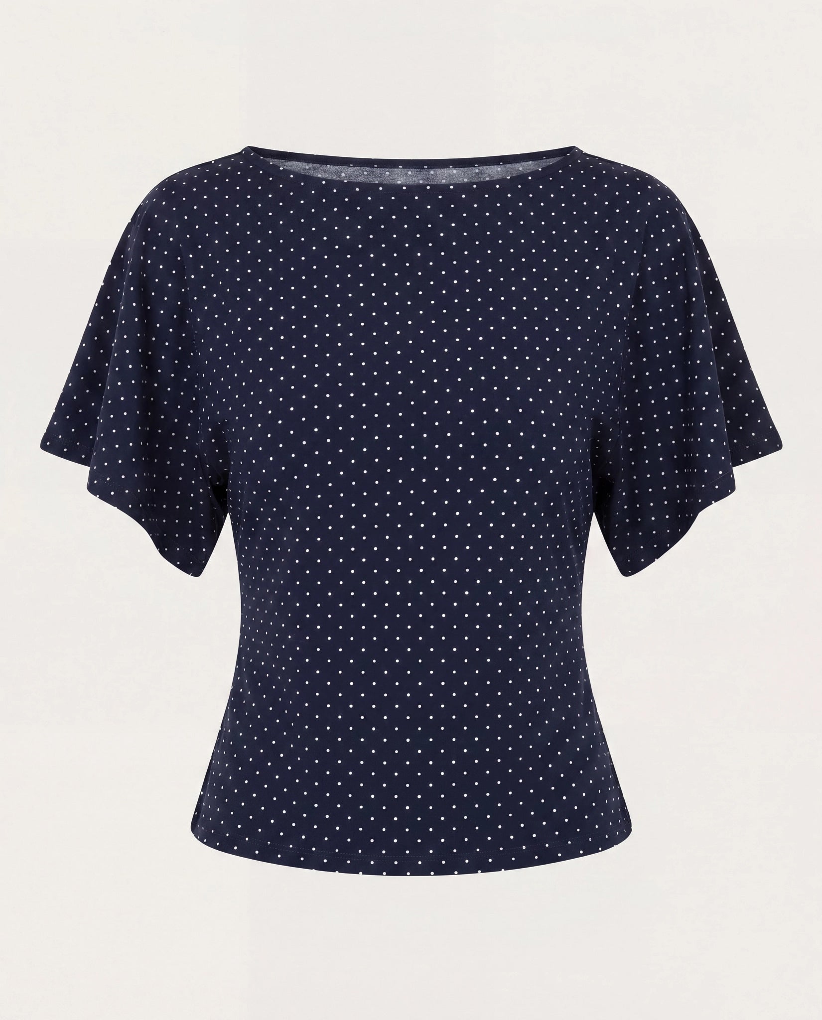 Navy Dot $|& Beacon & Haven Polka Dot Flutter Sleeve Knit Top - Hanger Detail