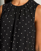 Black Dot $|& Beacon & Haven Sleeveless Woven Pindot Top - SOF Full Front