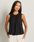 Black Dot $|& Beacon & Haven Sleeveless Woven Pindot Top - SOF Front